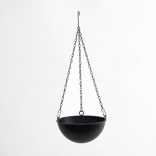 Set of 1 Metal Hanging Planters for Indoor Outdoor Plants,Round Hanging Baskets Large Flower Pots with Chain,Basket for Plant No Holes,Modern Storage Baskets for Garden Home Porch Decor (Black-7") - color: Black-7"