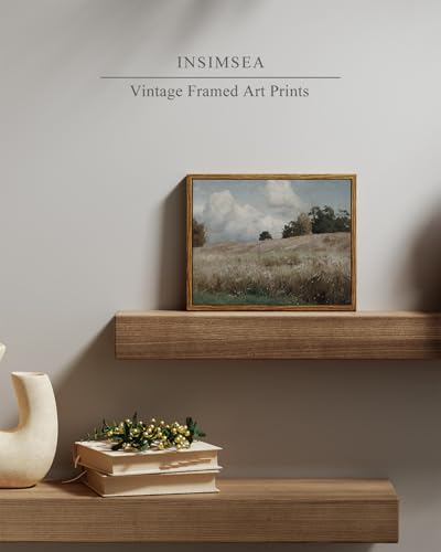 InSimSea Framed Canvas Wall Art Vintage Decor, The Vast Grassland Framed Wall Art Room Eclectic Decor, Canvas Wall Art for Living Room, Bedroom Home Bathroom, 8"x10" - color: Corn Field, size: 10"L x 8"W
