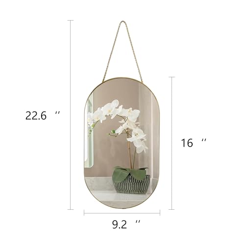 YCHMIR Oval Wall Mirror, Gold, Oval Shape, for Bathrooms and More (16x9.2 inch) - color: Gold