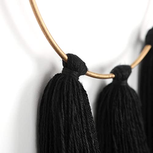 IOWER Boho Wall Decor Black Macrame Wall Hanging Metal Art Cute Home Small Decor for Livingroom Bedroom12 H - color: Black