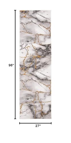 SAFAVIEH Craft Collection Runner Rug - 2'3" x 8', Grey & Gold, Modern Abstract Design, Non-Shedding & Easy Care, Ideal for High Traffic Areas in Living Room, Bedroom (CFT877F) - color: Grey/Gold, size: 2'3" x 8' (Runner)