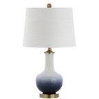 JONATHAN Y JYL3019A Gradient 25" Ceramic/Brass LED Table Lamp Contemporary Traditional Bedside Desk Nightstand Lamp for Bedroom Living Room Office College Bookcase LED Bulb Included, White/Navy - color: White/Navy