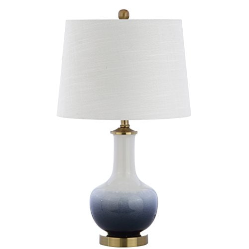JONATHAN Y JYL3019A Gradient 25" Ceramic/Brass LED Table Lamp Contemporary Traditional Bedside Desk Nightstand Lamp for Bedroom Living Room Office College Bookcase LED Bulb Included, White/Navy - color: White/Navy