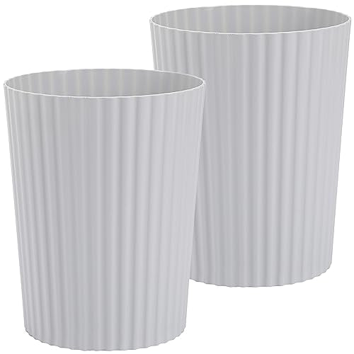 JiatuA Small Trash Can Plastic Wastebasket Round Garbage Container Bin for Bathroom, Kitchen, Bedroom, Home Office, College Dorm, Grey 2 Pack - color: Grey, size: 1.8 Gallons, 2 Pack