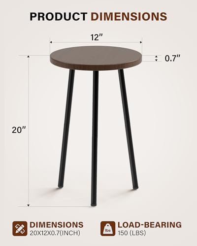 Plant Stand Indoor 2 Pack: Corner Wood 20 Inch Plant Stand Mid Century Modern Decor - Small Round Plant Table for Indoor Plants - Outdoor Plant Holder for Patio Living Room Bathroom Office (Walnut) - color: Walnut, size: 20"&20"