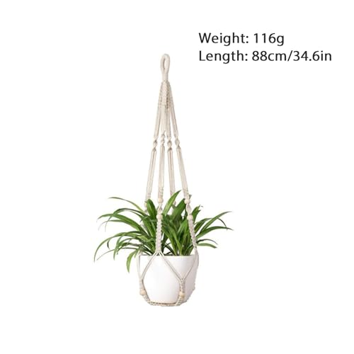 Plant Hanger Indoor Hanging Planter Basket for Indoor Outdoor Boho Home Decor 35 Inch, Ivory, Set of 1 (POTS NOT Included)