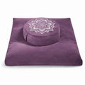 Meditation Cushion Set Zafu & Zabuton – Buckwheat Hull & Memory Foam, Adjustable Floor Pillow for Yoga, Meditation & Sitting, Removable Velvet Cover (Purple) - color: Purple