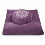 Meditation Cushion Set Zafu & Zabuton – Buckwheat Hull & Memory Foam, Adjustable Floor Pillow for Yoga, Meditation & Sitting, Removable Velvet Cover (Purple) - color: Purple