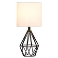 Black Bedside Table Lamp,Small Nightstand Lamp for Bedroom,Modern Desk Lamp with TC Fabric Shade Geometric Metal Base for Living Room Study Office Farmhouse - color: Black