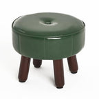 oakvivo 13in Small Foot Stool Ottoman, Round Faux Leather Foot Rest for Couch, Under Desk Pouf Footstool Footrest with Non-Skid Rubber Legs for Ling Room, Bedroom, 13''L x 13''W x 10.2''H, Green - color: Green