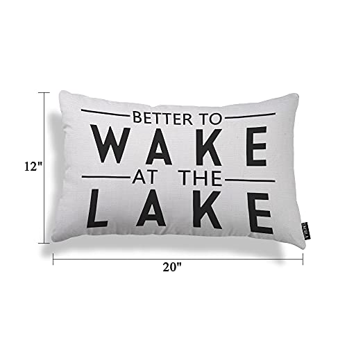 EKOBLA Better to Wake at The Lake Pillow Cases Throw Pillow Covers Funny Quote Adventure Happy Camping Square Throw Waist Pillow Case Cushion Cases for Sofa Bedroom Living Room 12x20 Inches - color: Multi-bs21, size: 20" x 12" (Pack of 1)
