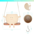 Swing Face Hanging Planter Pot with Drainage Hole - Resin Smiley Flower Pot for Indoor/Outdoor, Pearl Plants & Succulents, for Mothers, Holiday Décor
