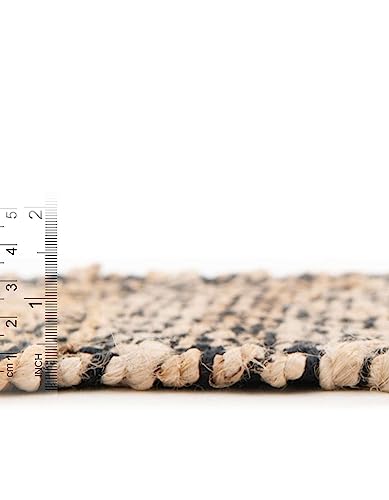 Unique Loom Braided Jute Collection Area Rug - Assam (1' 2" x 10' Table Runner, Black/ Natural) - color: Black/Natural, size: 1'2" x 10' (Rectangular)