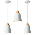 3 Pack Mini White Pendant Light Kitchen Island Modern Wood Pendant Lighting Cone Hanging Lights Hollow Top Nordic Island Light for Counter, Bar, Hallway - color: White 3-PACK