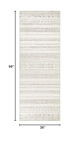 cotiled Washable 3x8 Runner Rugs: Washable Boho Rugs with Non Slip Backing Large Soft Indoor Stain Resistant Carpet for Living Room Bedroom Farmhouse Dining Room Lightweight Home Decor L Brown/Cream - color: Light Brown/Cream, size: 3' x 8' (Runner)