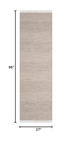 SAFAVIEH Montauk Collection Runner Rug - 2'3" x 8', Ivory & Steel Grey, Handmade Flat Weave Boho Farmhouse Cotton Tassel Fringe, Ideal for High Traffic Areas in Living Room, Bedroom (MTK330M) - color: Ivory/Steel Grey, size: 2'3" x 8' (Runner)
