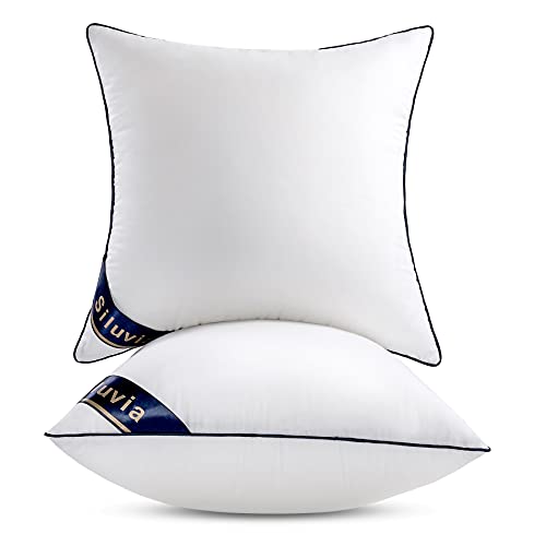 Siluvia 18"x18" Pillow Inserts Set of 2 Decorative Square Throw 18" Pillows with 100% Cotton Cover for Sofa, Couch, and Bed - White - size: 18x18 Inch (Pack of 2)