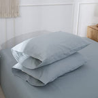 Simple&Opulence Linen Pillowcases 1 Pair Basic Style 55% Euro Linen 45% Cotton Blend Solid Color Flax Shams Set of 2, King Size 20"x40", Dusty Blue - color: Dusty Blue, size: 20"x40"