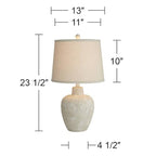 360 Lighting Romeo 23 1/2" High Jar Small Farmhouse Rustic Natural Cottage Coastal Accent Table Lamps Set of 2 Beige Distressed Earth Tone Finish Shade Living Room Bedroom Bedside Nightstand