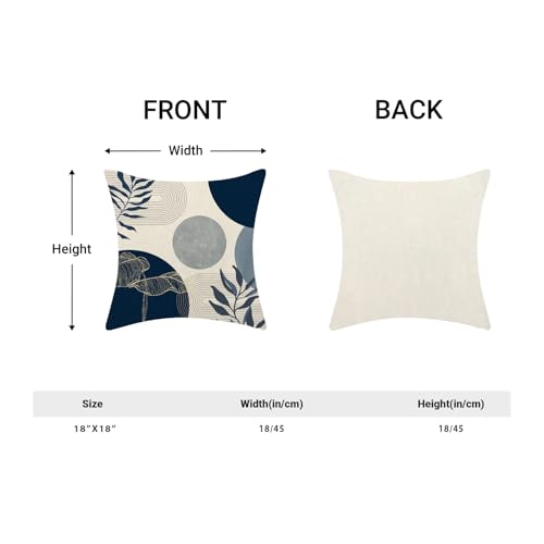Boho Pillow Covers 18x18 Inch Set of 2 Mid Century Navy Blue Throw Pillow Covers Outdoor Decor Modern Abstract Tropical Leaf Pillowcase Farmhouse Decorative Square Cushion Cover For Sofa Couch - color: Boho-navy Blue-b, size: 18" x 18" (Pack of 2)