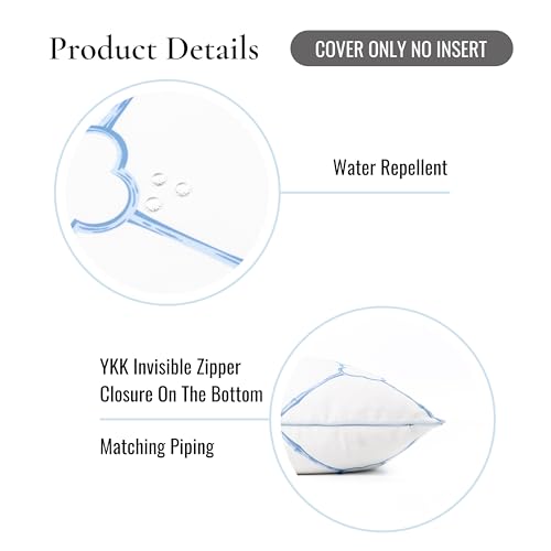 Hofdeco Premium Grandmillennial Coastal Hampton Patio Indoor Outdoor Throw Pillow Cover Only, 22"x22" Water Repellent for Backyard, Couch, Poolside, Azure Baby Blue Print Bamboo Trellis - color: Azure Baby Blue Bamboo Trellis 22"x22"