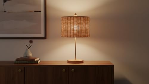 Aspen Creative 31604, Drum Spider Lamp Shade, Natural Rattan, 12" Top x 12" Bottom x 9" Height - color: Rattan