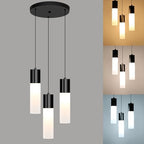 Cluster Black Pendant Lighting Fixture 3-Light Modern Hanging Dining Table Light with Milky White Lampshade LED Pendant Lights for Kitchen Island Dining Room Adjustable Height, 3000K-6000K - color: Black, size: 3-Light 1-Pack