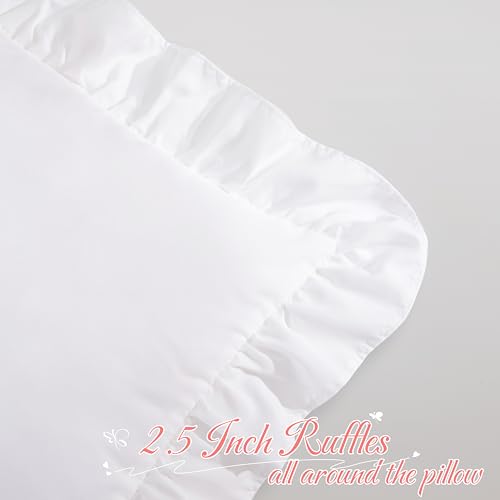 White Ruffle Lumbar Pillow Cover 12x20 Inch, Ruffled Cushion Case Covers for Couch Sofa Bed Living Room, Decorative Farmhouse Throw Pillow Cover, Pack of 1 - color: White, size: 20" x 12" (Pack of 1)