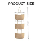 3-Tier Woven Cotton Rope Hanging Basket, Over the Door Organizer, Adjustable Detachable Wall Basket with Metal & Adhesive Hooks, No Drilling for Bedroom, Closet, Entryway & Home Decor - style: Jute