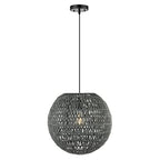 JONATHAN Y 16" Grey/Black Modern Bohemian Woven LED Pendant Light, Adjustable Hanging Ceiling Lamp for Kitchen Island Dining Room, Paper Wicker Shade, Bulb Included (JYL6503D) - color: Gray