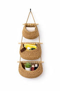 Hanging Wall Basket (3-Tier) Organizer – Cotton Rope Wall Storage for Bathroom, Kitchen & Nursery – Detachable Baskets + No-Drill Adhesive Hooks Included (Renter Friendly)