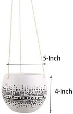 KiaoTime Ceramic Hanging Planter for Indoor Outdoor, Decorative Boho Flower Green Grass Plant Succulent Air Plants Hanging Plant Pots Holder