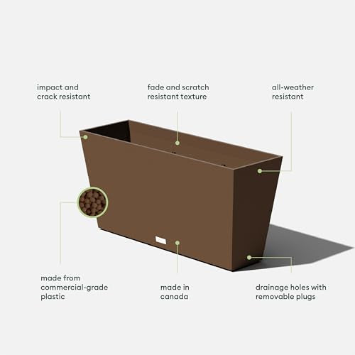 Veradek Midori Long Trough Planter (Espresso, 31 inch - 2 Pack with 2 Saucer Trays) - color: Espresso, size: 31 inch - 2 pack with saucers
