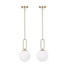 Modern Gold Globe Pendant Light White Globe Glass Shade Brushed Brass Finished Adjustable Rods Hanging Light Fixtures for Kitchen Island Living Room - color: Gold 1 Pack-Adjustable Rods