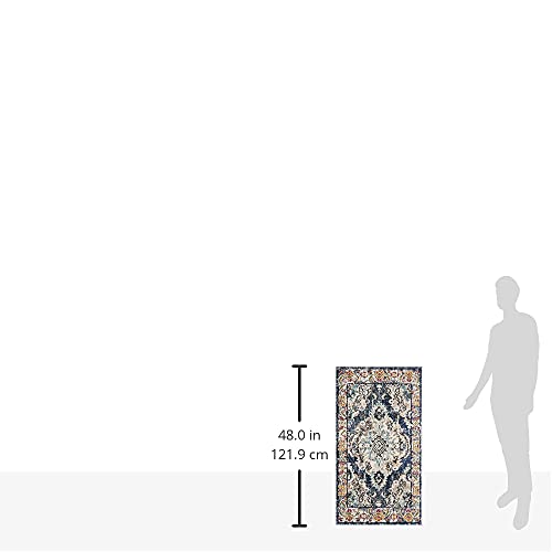 SAFAVIEH Monaco Collection Area Rug - 2'2" x 4', Navy & Light Blue, Non-Shedding & Easy to Clean, Distressed Medallion Design, Ideal for Front Door, Kitchen, Entryway, Accent Space (MNC243N) - color: Navy/Light Blue, size: 2'2" x 4' (Rectangular)