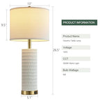 Reaketon 26.5" Ceramic Table Lamps Set of 2, 3 Way Dimmable Touch Control Table Lamps for Living Room, Modern Lamps for Nightstand, Gold - color: White Shade & Gold Base