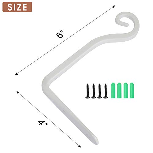 Jardim 2 Pack 6 Inch Premium Decorative Metal Iron Wall Hook, Indoor Outdoor Plant Hanger, Rustic Hanging Gardening Bracket Hook, for Planters, Bird Feeders, Lanterns, Wind Chimes (White) - color: White, size: 6 Inch