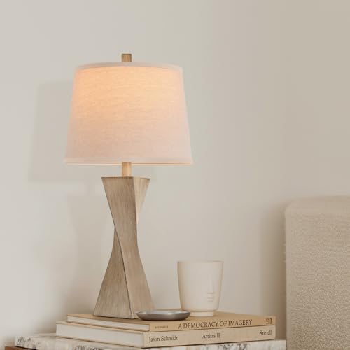 Bedside Lamps Set of 2 Unique Modern Vintage Table Lamp Rustic Farmhouse Desk Lamps for Living Room End Tables Bulb Not Included, Linen Shade, 26.5 in,Grey - color: Grey（Set of 2）