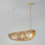 Sovev 27.5 in. Brass Bohemian 3-Light Dimmable Pendant Light with Opal Glass Rattan Shade - color: Sovev - 3 Light