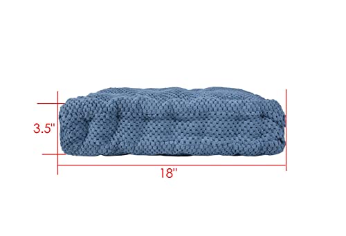 ChezMax Floor Pillow & Cushion, Large Meditation Chair Cushions, Thick Square Seat Pad, Soft Velvet Tufted Seating Pouf for Indoor/Outdoor Yoga Bench Rocking Chair Room Tatami Sofa, Navy Blue 18"x18" - color: Navy Blue M