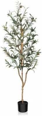 Kazeila Artificial Olive Tree 5FT Tall Faux Silk Plant for Home Office Decor Indoor Fake Potted Tree with Natural Wood Trunk and Lifelike Fruits