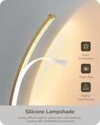 EDISHINE Curved LED Table Lamp, Modern Bedside Lamp with 3 Color Temperature & Stepless Dimming, Aluminum & Iron, Nightstand Lamp for Bedroom, Living Room, Gold - color: Gold