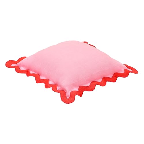 Tov Furniture Scalloped Edge Rust and Pink Linen Throw Pillow - color: Rust, Pink