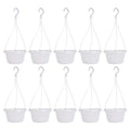 DOITOOL 10 Sets Hanging Planter Basket with Drainage Hole Round Flower Plant Pot Fence Railing Wall Planter for Ferns Ivy Crawling Plants Indoor Outdoor White - color: White