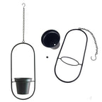 Modern Metal Hanging Planters with 5 Inch Pots - Set of 2 Oval Geometric Plant Hangers - Black Wall and Ceiling Mount Flower Holders for Indoor and Covered Outdoor Houseplants - size: OVAL-5 INCH POT