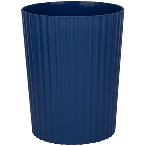 JiatuA Small Trash Can Plastic Wastebasket Round Garbage Container Bin for Bathroom, Kitchen, Bedroom, Home Office, College Dorm, Navy Blue - color: Navy Blue, size: 1.8 Gallons