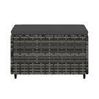 Gray Patio Footrest, Modern Outdoor Ottoman for Garden, Square Poly Rattan Woven Finish, Adjustable Feet, Weather-Resistant, 21.7 in. Wide Lounge Pouf