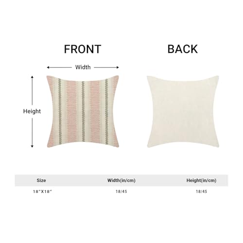 Boho Pillow Covers 18x18 Set of 2 Sage Green Pink Stripe Polka Dot Throw Pillow Covers Outdoor Decoration Modern Abstract Decorative Pillowcase Farmhouse Linen Cushion Case Decor for Couch So - color: Boho-sage Green-pink, size: 18" x 18" (Pack of 2)