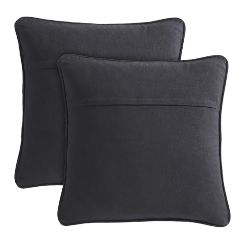 Boho Living 18x18 Black Throw Pillow Covers Pillow Insert not Included - Boho Pillow Covers Only, Pack of 2 - color: Black, size: (2) 18" x 18" Pillow Covers