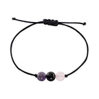 BOHO GARDEN Healing Bead Bracelets - Spiritual Crystal Beaded Bracelet - Made of 3 Real & Natural Gemstones, Adjustable 3-9.7” Black Rope - Gem Stones Jewelry for Men, Women, Teens (13+) - 8mm Bead - color: AnxietyRelief